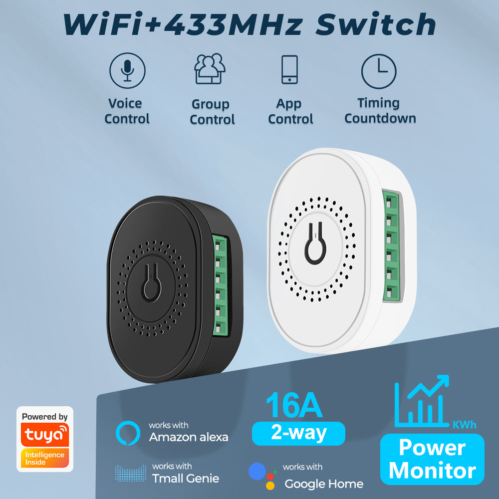 Zigbee WiFi Mini Smart Switch Relay Module 2 Way Dual-Mode Control 16A  Switch for Smart Home Automation, Compatible with Alexa Google Home