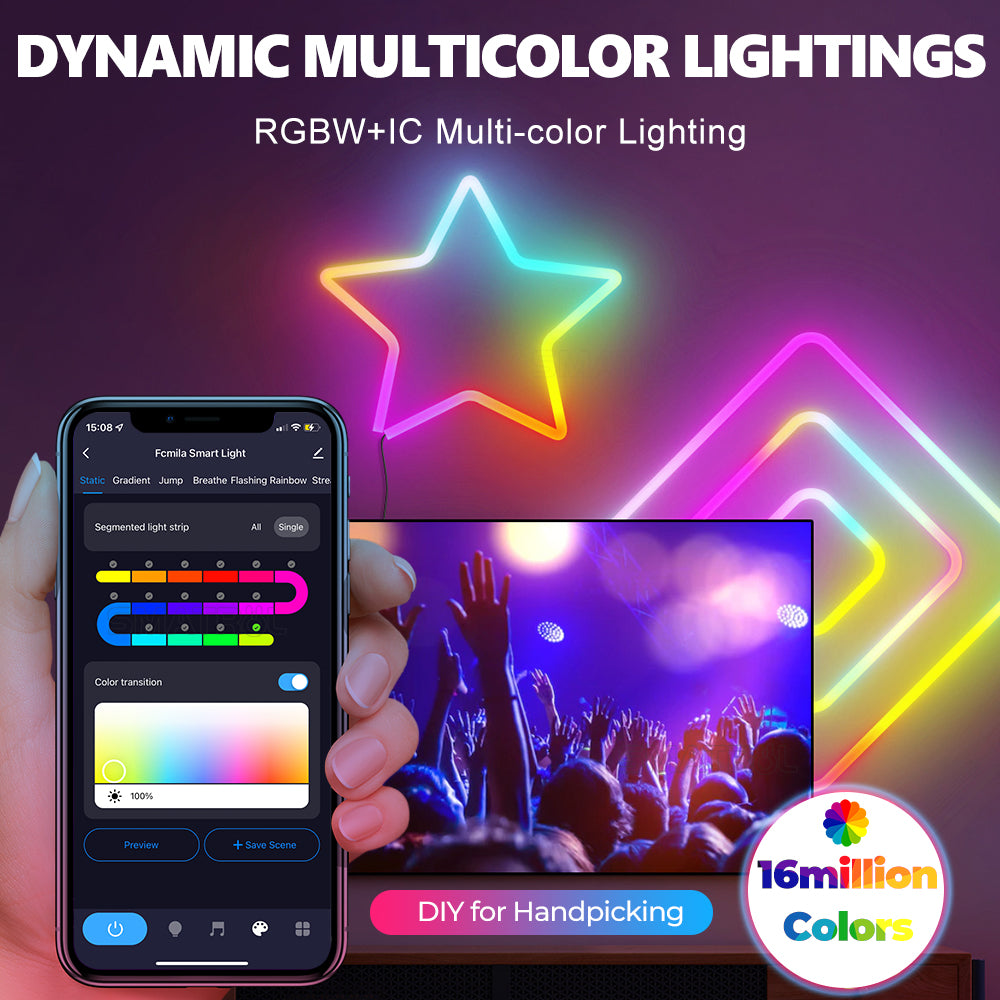 SMATRUL Smart Tuya WiFi LED Neon Strip, Waterproof Color Changing RGB Silicone Light Strip, 16.4ft US Plug