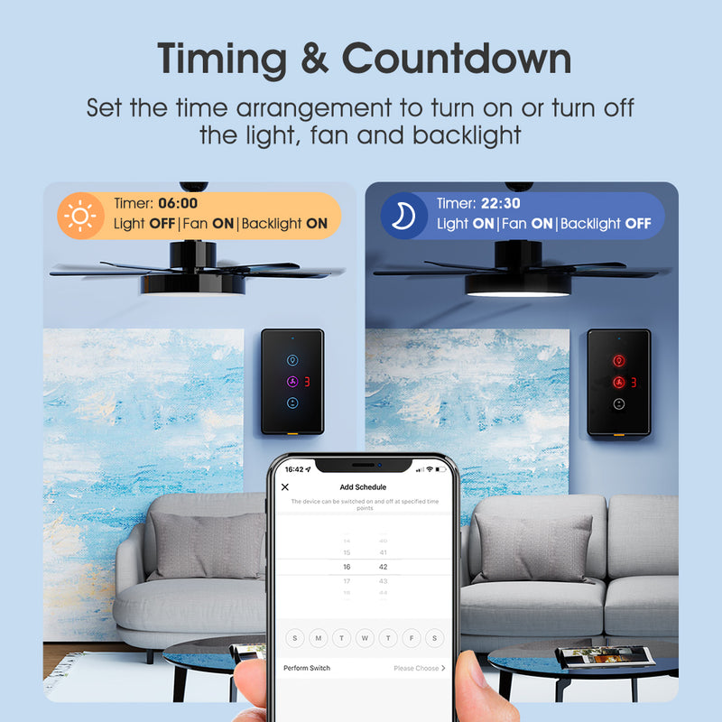 Type c Timing Voice App Wireless Remote Control Wifi Smart Fan Light Switch For Alexa Google Home Tuya Smart Home