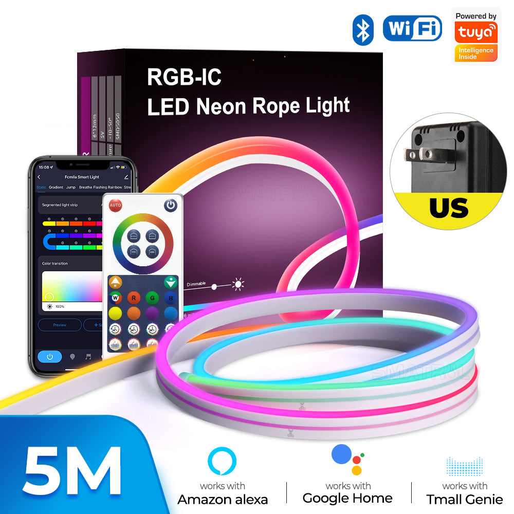 SMATRUL Smart WiFi LED Neon Strip, Waterproof RGB Light Strip, 16.4ft